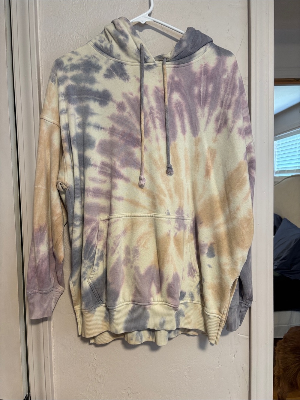 Pastel Tie-Dye Hoodie in Lavender, Cream & Taupe